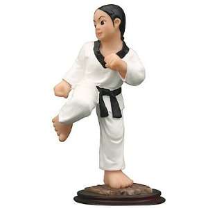  Silver j Taekwondo figurine, roundhouse kick, martial arts 
