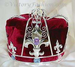 309 Kings Crown   Burgundy velvet & Silver tone metal  
