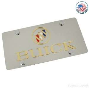  Buick Gold Logo & Name On Polished Stainless Steel License 