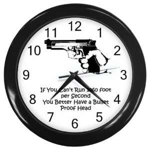  Black Wall Clock, Bullet Proof Head