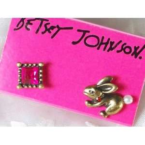 Bunny Rabbit & Jewel Earrings Earring Studs by Betsey Johnson