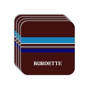 Personal Name Gift   BURDETTE Set of 4 Mini Mousepad Coasters (blue 