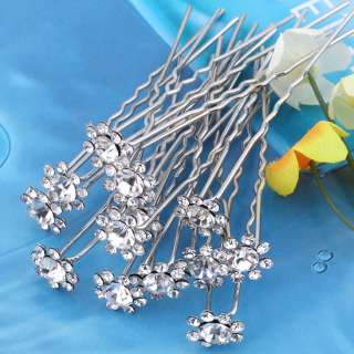 50p Lot Clear Crystal Sunflower Wedding Bridal Hairpins  