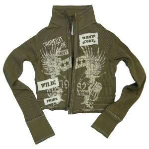  Feathers Zipper Army Pride Olive Green Jacket, Youth 