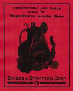 Briggs Stratton FH Gas Engine Manual Part book hit miss  