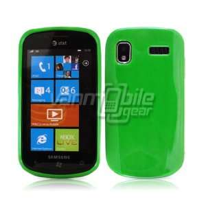 SOLID NEON GREEN TPU CASE + LCD SCREEN PROTECTOR for SAMSUNG FOCUS 