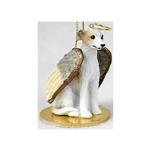  Whippet Angel Christmas Ornament   Tan and White