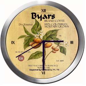  BYARS 14 Inch Coffee Metal Clock Quartz Movement Kitchen 