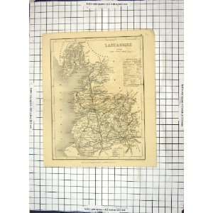  Antique Map Lancashire England Preston Blackburn Furness 
