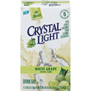 Crystal Light On The Go Drink Mix, White Grape, 10 Count (Pack of 9 