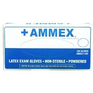 Ammex +AMMEX Exam Grade Latex Glove, Powdered, 235mm Length, 3mm Thick 