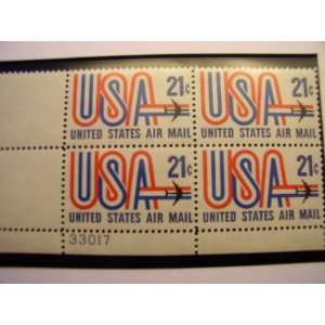   Stamps, 1971, USA & Jet, S# C81, Plate Block of 4 21 Cent Stamps, MNH