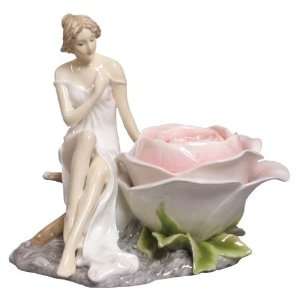  Maiden Sitting Beside Rose Porcelain Trinket Box