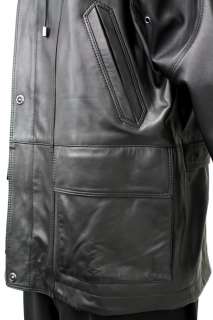 Bruno Magli Mens Leather Jacket Black Pollenza Nappa  