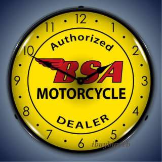 Retro Nostalgic BSA Motorcycles Lighted Wall Clock  