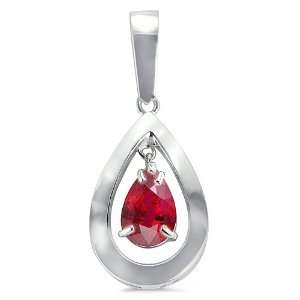 CleverEves Pear Shaped Silver Pendant With Prong Set Pear Shaped Ruby 