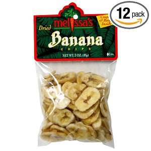 Melissas Dried Banana Chips, 3 Ounce Bags (Pack of 12)  