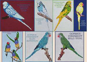PARAKEET, BUDGIE, FINCH COUNTED CROSS STITCH PATTERNS  