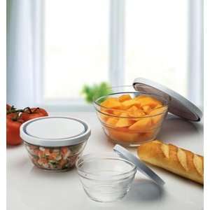  Glass Mixing Prep Bowl with Airtight Rubber Lid Kitchen 