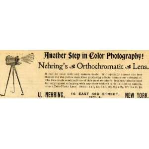  1899 Ad U Nehring Orthochromatic Lens Color Camera 