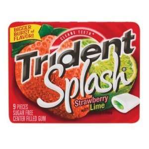 Trident Splash Sugar Free Gum, Strawberry   Lime, 9 Count (Pack of 10)