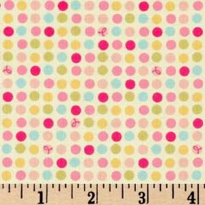  45 Wide Pink Ribbons of Hope Dots Yellow Fabric By The 