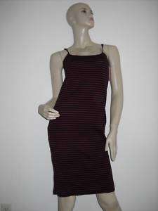 NWT Free People Black Burgundy Striped Cotton Dress M  