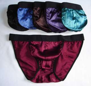 Pair 100% Silk Mens Underwear String Bikini Briefs L  