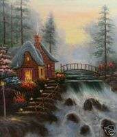 Museum Q. Hand Painted Oil Painting Streamside Cottage 20x24  