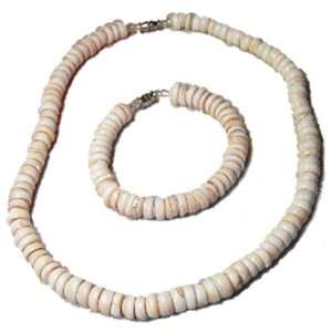 Native Treasure Puka Shell Necklace and Matching Bracelet   Real Puka 