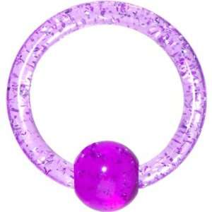  12 Gauge Purple Glitter Ball Captive Ring Jewelry