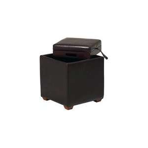  Office Star Storage Ottoman with Tray and Seat Cushion 