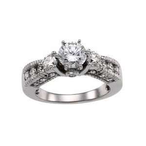  14k White Gold Diamond Semi Mount Engagement Ring 