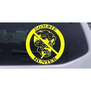 Zombie Hunter Funny Car Window Wall Laptop Decal Sticker    Yellow 8in 