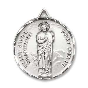 St. Jude Sterling Silver Medal with 24 Stainless Chain Patron Saint 