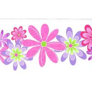  Pink and Purple Flower Wallpaper Border
