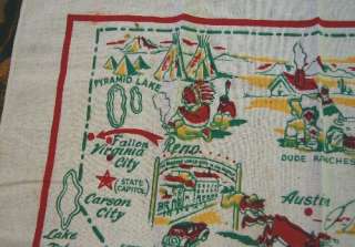 Nevada Cactus Cloth Vintage Souvenir State Tablecloth  