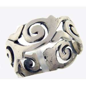  Sterling Silver Ring with Swirly Filigree Design Jewelry