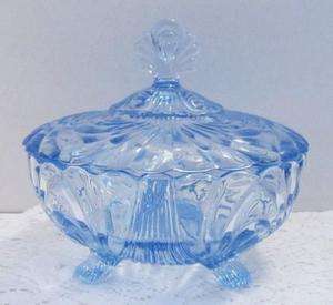 Blue Caprice Candy Dish Cambridge Glass Company 6.25 With Cover Mint 