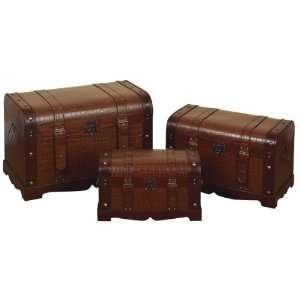   Set/3 Belize Classic Old Time Decor Wood Chest Trunks