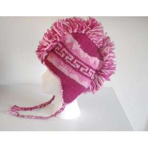   Wool Knit Womens Teen Winter Ski Ear Flap Hat Punk Fleece Lined Pink