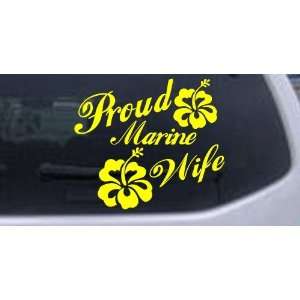 Proud Marine Wife Hibiscus Flowers Military Car Window Wall Laptop 