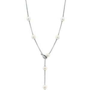  21 Sterling Silver Smart Pearls Lariat Necklace.This 