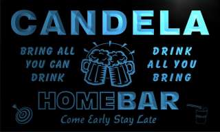 CANDELA Family Name Home Bar Beer Mug Cheers Neon Light Sign  