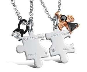 JN85 316L Stainless Steel Forever Love Puzzle Charm Wedding Couple 