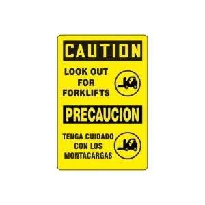 CAUTION LOOK OUT FOR FORKLIFTS (W/GRAPHIC) (BILINGUAL) 18 x 12 Dura 