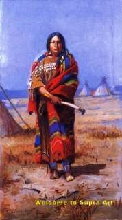 Indian Squaw Charle Russell Repro oil painting  