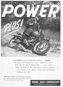 1951 Indian Warrior TT Motorcycle Power Plus Original Ad  