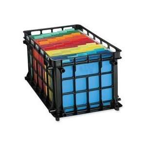   storage of files and more. Stackable crate is made of durable plastic