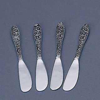 SILVER PLATED FLORAL BUTTER & JAM KNIFE SPREADERS   4  